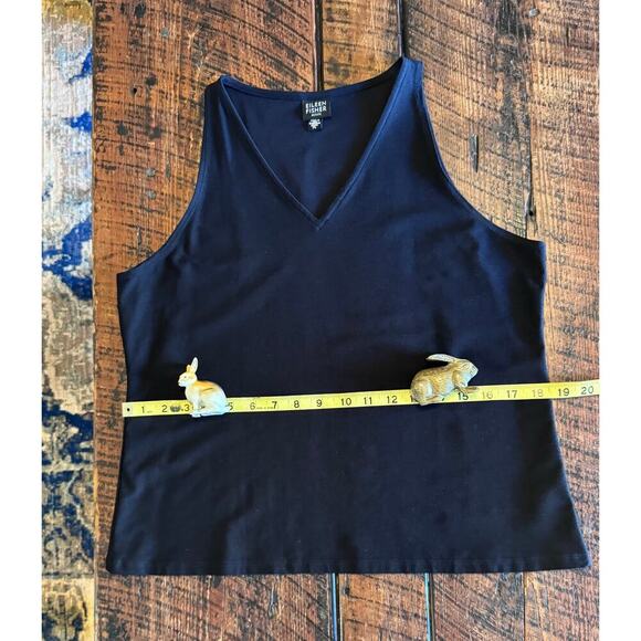 Eileen Fisher Womens V-Neck Black Viscose Tank Top Shell Size Petite Large - Picture 6 of 11